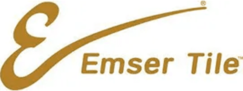 Logo with the word 'Emser' in gold and a curved gold line above it.