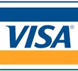 Visa credit card logo with blue and orange colors.